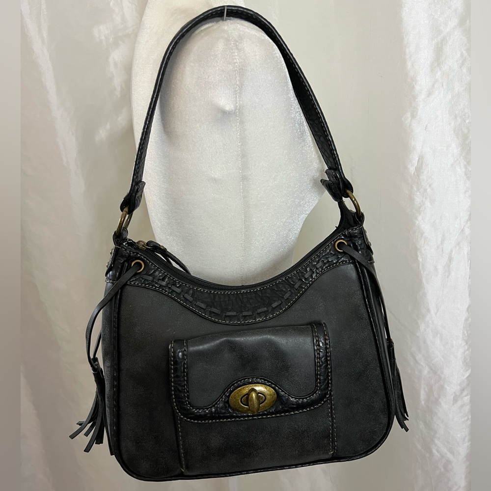 American West Black Pebble Leather Shoulder Bag